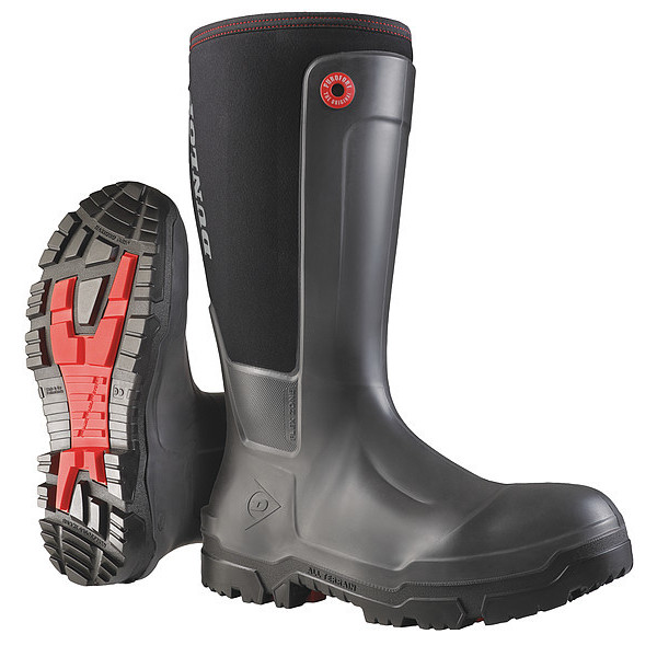 Dunlop Rubber Boot, Men's, 10, Knee, Black, PR NE68A93