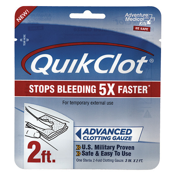 Quikclot Gauze Pad, White, 1/2"L, 4 1/2"W 5020-0025