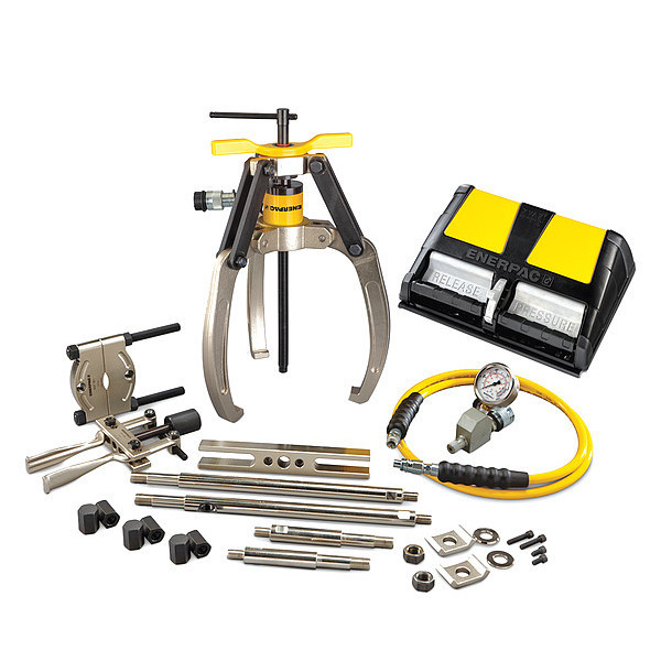 Enerpac LGHMS314A, 14 Ton, 3 Jaw, Hydraulic Lock-Grip Master Puller Set with Air Pump LGHMS314A