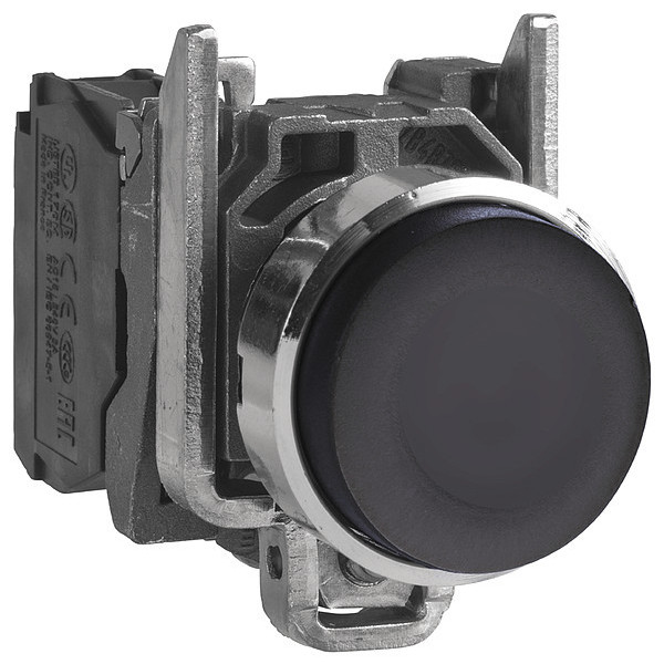 Schneider Electric Push-button, 22 mm, 1NO, Black XB4BL21