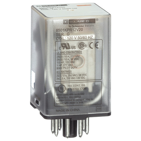 Schneider Electric Relay, 12V DC Coil Volts, Octal, 11 Pin, 3PDT 8501KPDR13P14V51