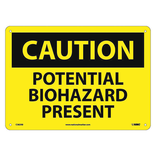 Nmc Caution Potential Biohazard Present Sign, C582RB C582RB