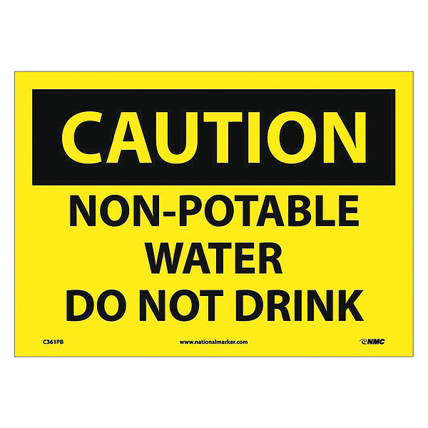 Nmc Caution Non-Potable Water Do Not Drink Sign, C361PB C361PB