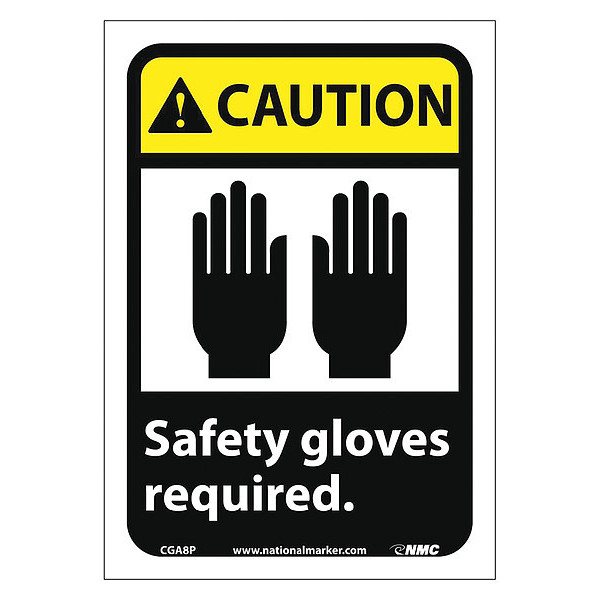 Nmc Caution Safety Gloves Required Sign CGA8P
