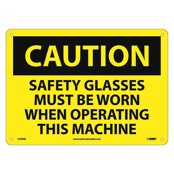 Nmc Caution Safety Glasses Must Be Worn At All Times Sign C599RB