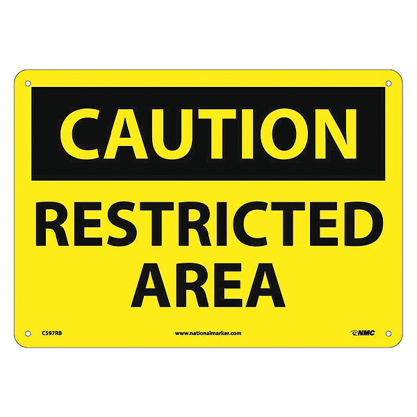 Nmc Caution Restricted Area Sign, C597RB C597RB