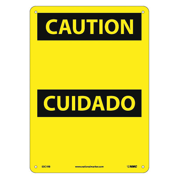 Nmc Caution Sign, 10" W, 14" H, English, Spanish, Plastic, Yellow ESC1RB