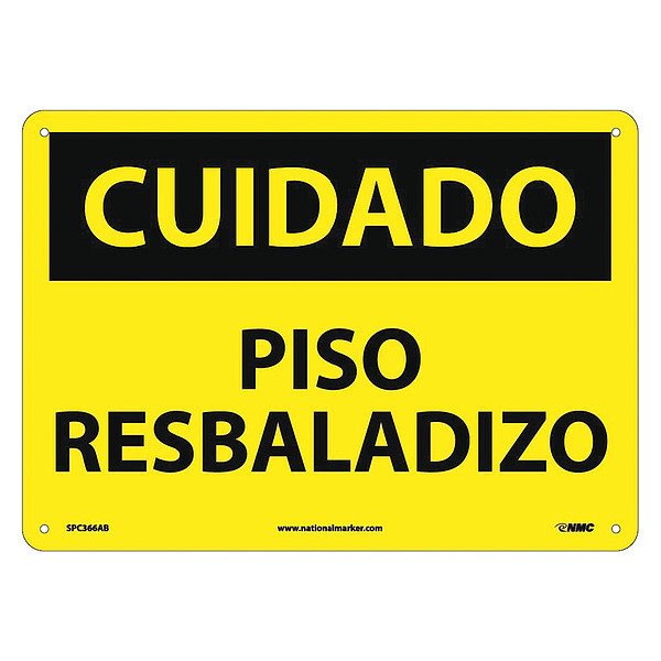 Nmc Caution Slippery Floor Sign - Spanish, SPC366AB SPC366AB
