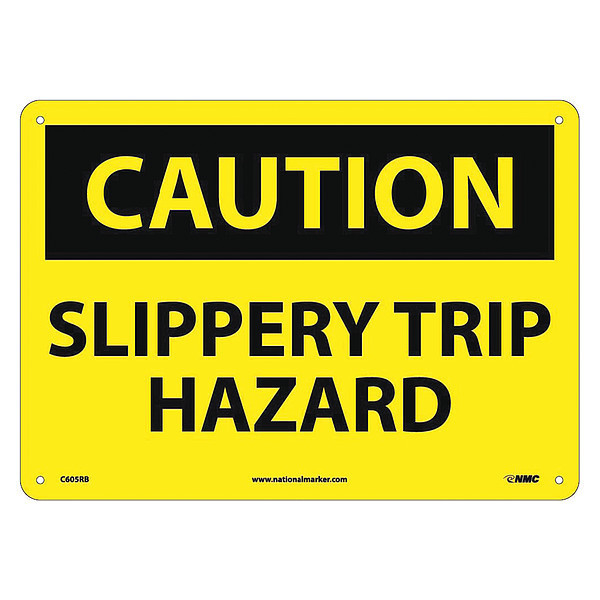 Nmc Caution Slippery Trip Hazard Sign, C605RB C605RB