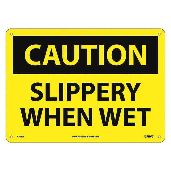 Nmc Caution Slippery When Wet Sign, C57RB C57RB