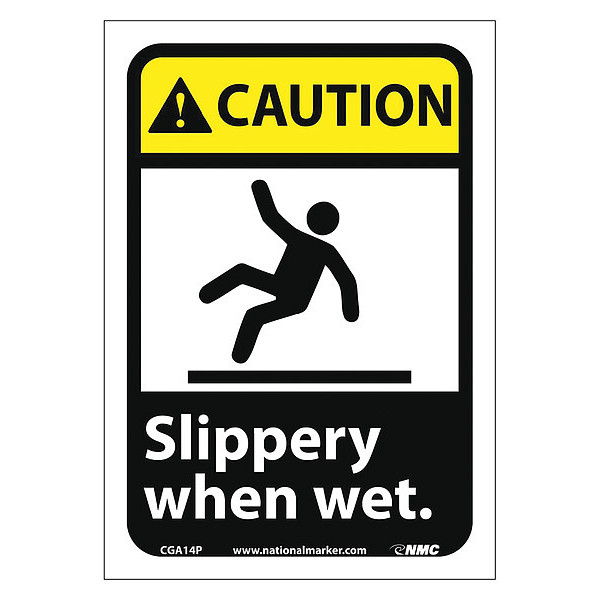 Nmc Caution Slippery When Wet Sign, CGA14P CGA14P