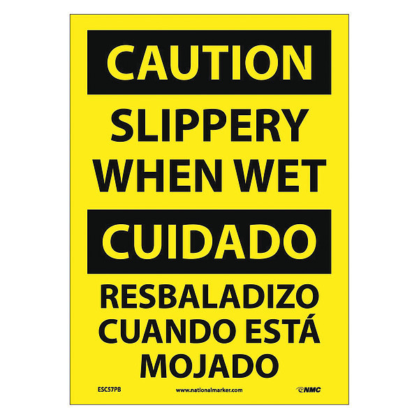 Nmc Caution Slippery When Wet Sign - Bilingual, ESC57PB ESC57PB