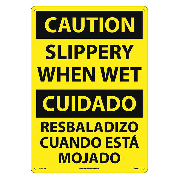 Nmc Caution Slippery When Wet Sign - Bilingual, ESC57RC ESC57RC