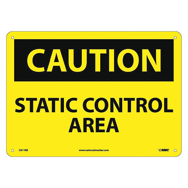 Nmc Caution Static Control Area Sign, C611RB C611RB