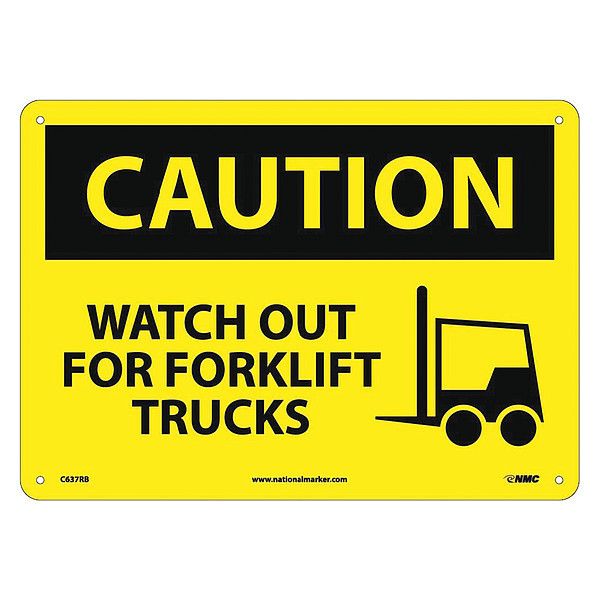Nmc Caution Watch Out For Forklift Trucks Sign, C637RB C637RB