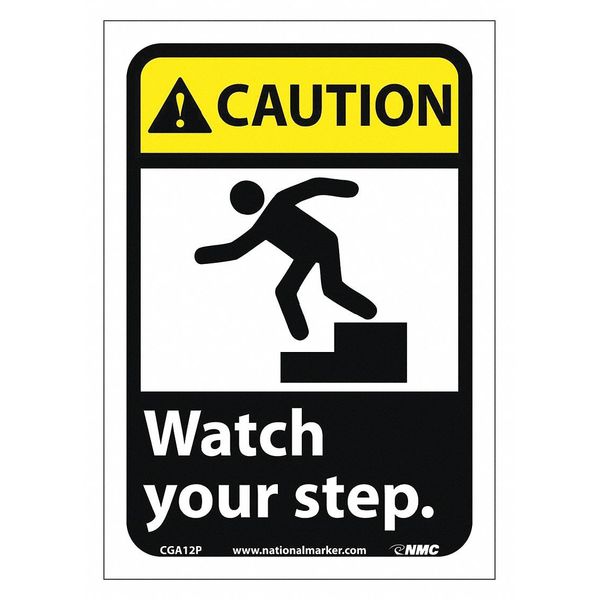 Nmc Caution Watch Your Step Sign, CGA12P CGA12P