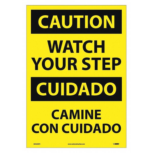 Nmc Caution Watch Your Step Sign - Bilingual, ESC203PC ESC203PC