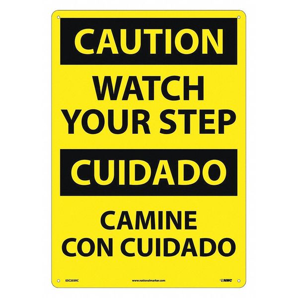 Nmc Caution Watch Your Step Sign - Bilingual, ESC203RC ESC203RC