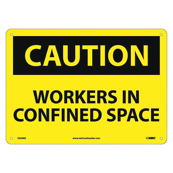 Nmc Caution Workers In Confined Space Sign, C659AB C659AB