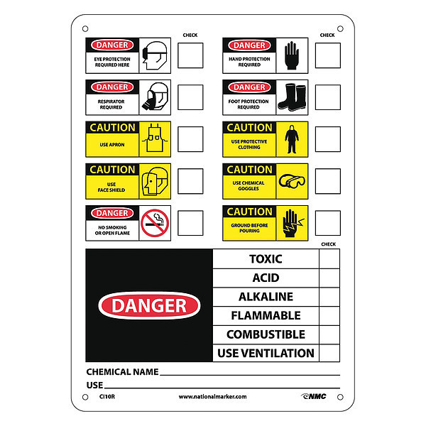 Nmc Chemical Id Label, Header: Danger CI10R