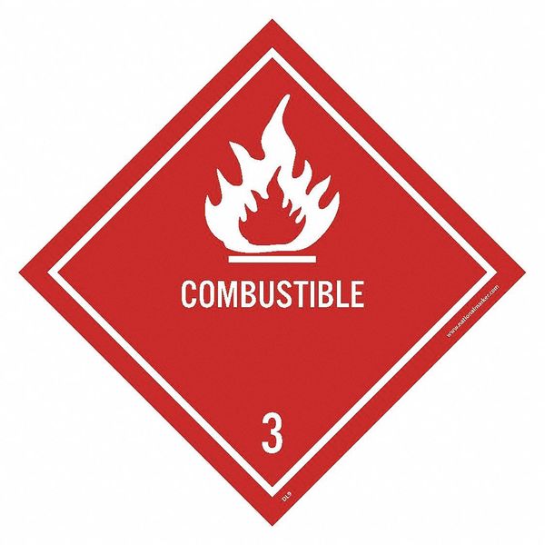 Nmc Combustible 3 Dot Placard Label, Pk25 DL9AP
