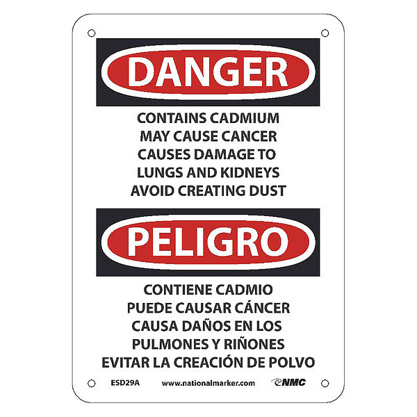 Nmc Contains Cadmium May Cause Cancer Sign - Bilingual, ESD29A ESD29A