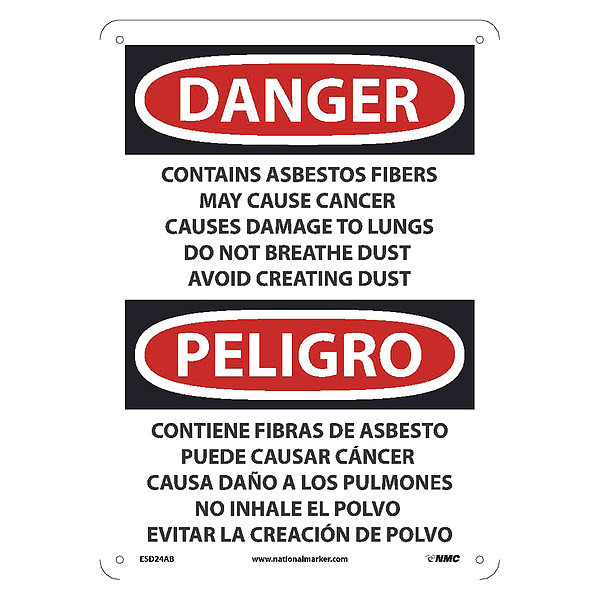 Nmc Contains Fibers May Cause Cancer Avoid Creating Dust Sign, Bili, ESD24AB ESD24AB
