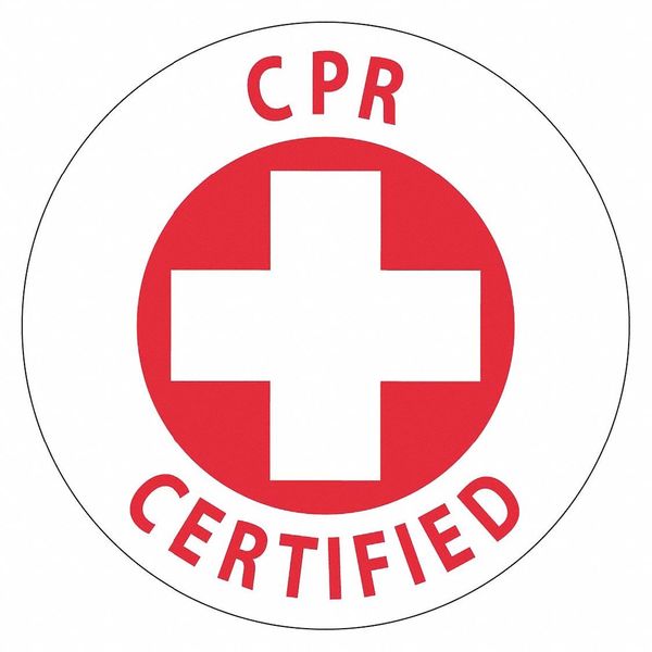 Nmc CPR Certified Hard Hat Label, Pk25, Material: Pressure Sensitive Vinyl HH22
