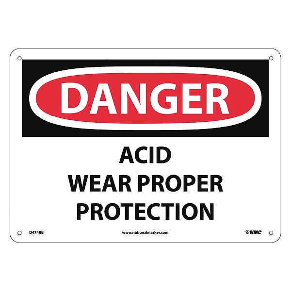 Nmc Danger Acid Wear Proper Protection Sign D474RB