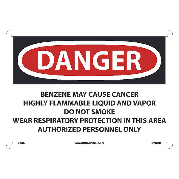 Nmc Danger Benzene May Cause Cancer Sign, D27RB D27RB