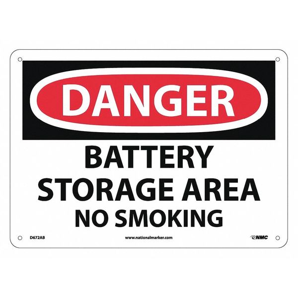 Nmc Danger Battery Storage Area No Smoking Sign, D672AB D672AB