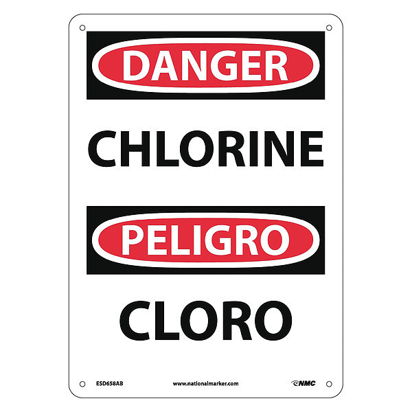 Nmc Danger Chlorine Sign - Bilingual, ESD658AB ESD658AB