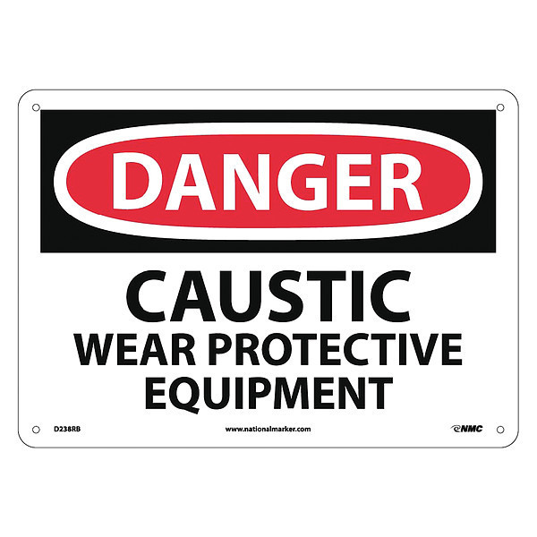 Nmc Danger Caustic Wear Protective Equipment, 10 in Height, 14 in Width, Rigid Plastic D238RB