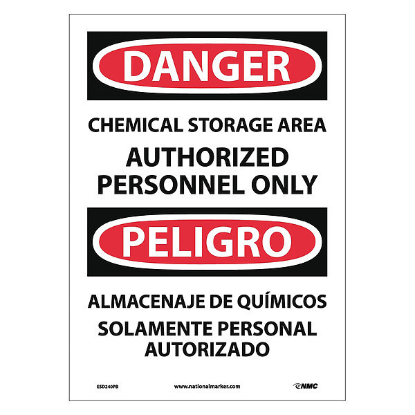 Nmc Danger Chemical Storage Restricted Access Sign - Bilingual, ESD240PB ESD240PB