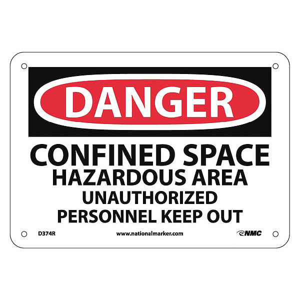 Nmc Danger Confined Space Keep Out Sign, D374R D374R