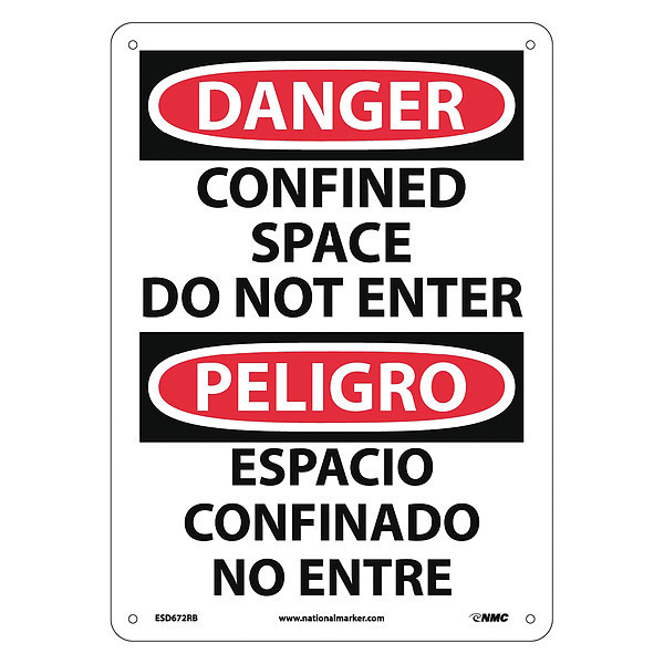 Nmc Danger Confined Space Do Not Enter Sign - Bilingual, ESD672RB ESD672RB