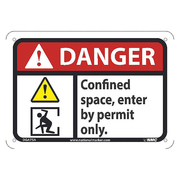 Nmc Danger Confined Space Enter By Permit Only, DGA75A DGA75A