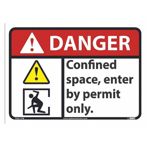 Nmc Danger Confined Space Enter By Permit Only, DGA75PB DGA75PB