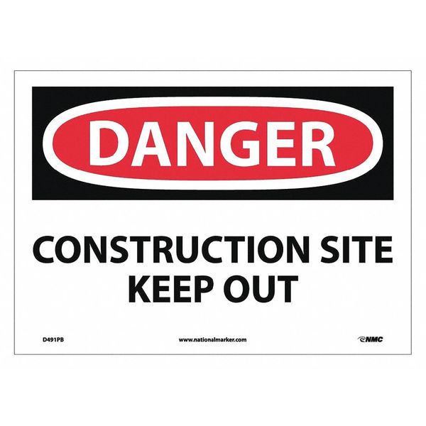 Nmc Danger Construction Site Keep Out Sign D491PB | Zoro