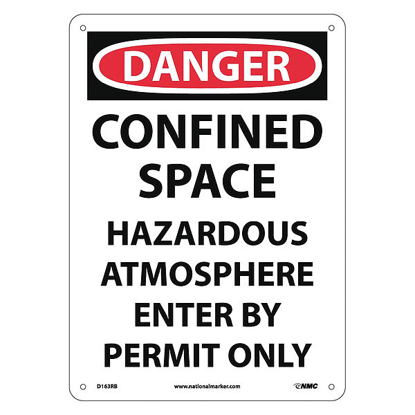 Nmc Danger Confined Space Permit Required Sign, D163RB D163RB