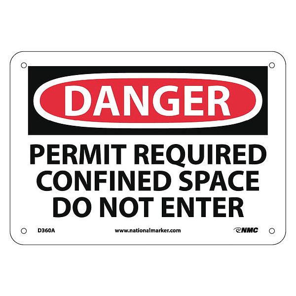 Nmc Danger Confined Space Permit Required Sign, D360A D360A