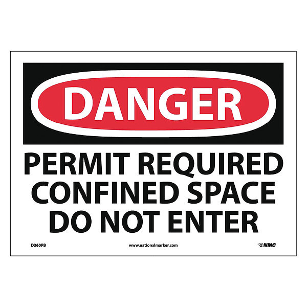 Nmc Danger Confined Space Permit Required Sign, D360PB D360PB