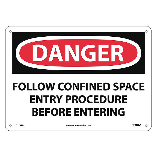 Nmc Danger Confined Space Sign, D277RB D277RB