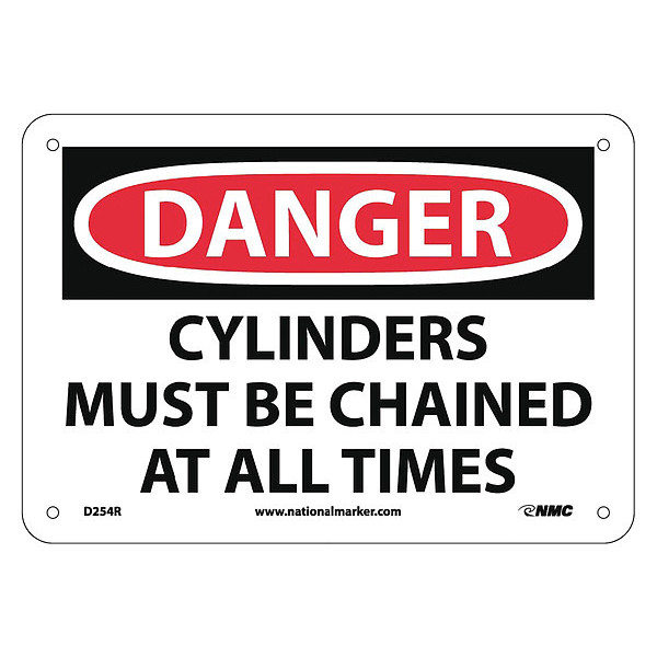 Nmc Danger Cylinders Must Be Chained At All Times Sign, D254R D254R