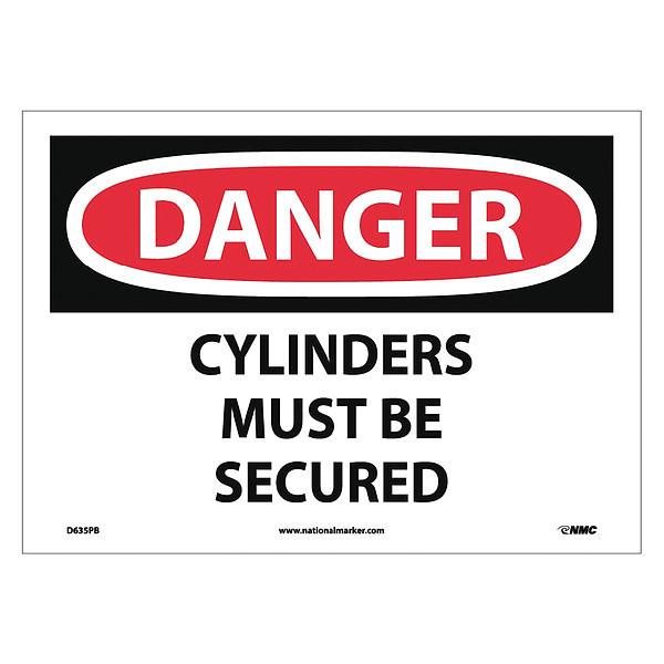 Nmc Danger Cylinders Must Be Secured Sign, D635PB D635PB