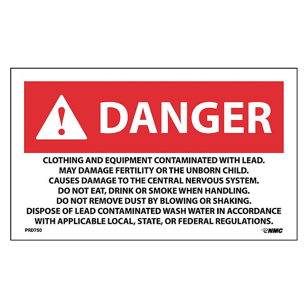 Nmc Danger Contaminated With Lead Warning Label, Material: Pressure Sensitive Paper PRD750