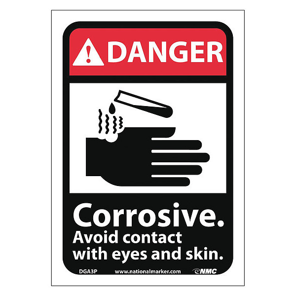 Nmc Danger Corrosive Avoid Contact With Eyes And Skin Sign, DGA3P DGA3P