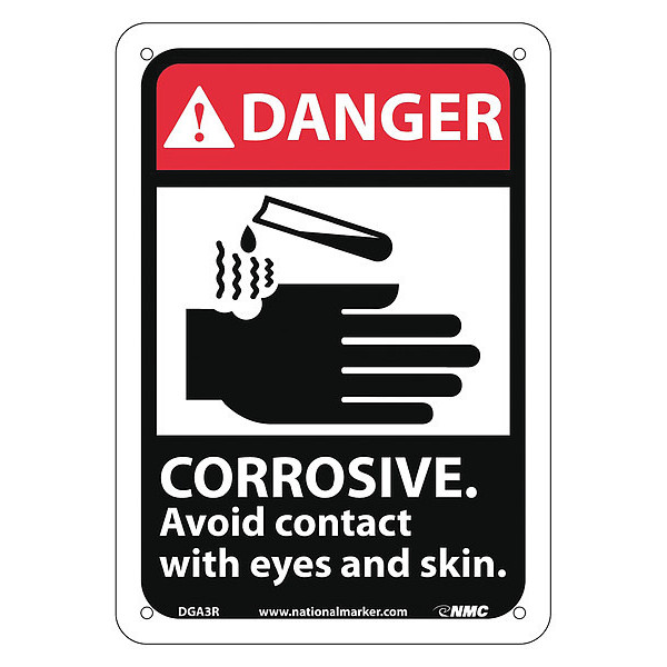 Nmc Danger Corrosive Avoid Contact With Eyes And Skin Sign, DGA3R DGA3R