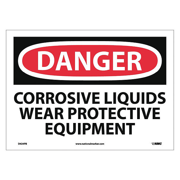 Nmc Danger Corrosive Liquids Sign, D424PB D424PB