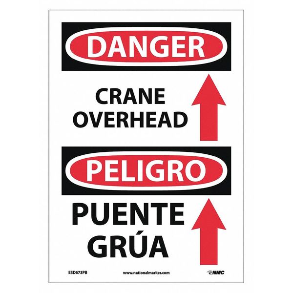 Nmc Danger Crane Overhead Sign - Bilingual ESD673PB